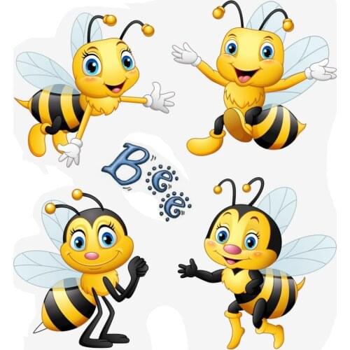Cartoon Bees Pattern Stamp And Metal Die Scrapbooking Alphabet Stamp Embossing Craft Making Silicone Transparent Stamps
