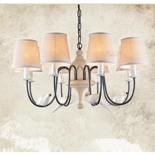 Modern resin birds pendant lamp Living room Restaurant E14 bulb led lamps Linen lampshade pendant lamps led lustre lighting Z5