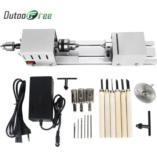 Dutoofree Mini Lathe Machine Tools Lathe Standard Set DIY Woodworking Buddha Pearl Grinding Polishing Mini Beads Machine 12-24V