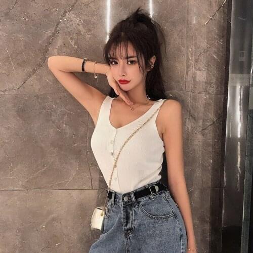 V-neck Halter Sexy Camisole Top Summer Women Sexy off-Shoulder Solid Color Sleeveless vest Womens Clothing Tanks Tops y2k top