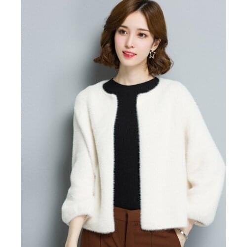 Knitted Sweater Autumn And Winter 2019 new women fashion O-Neck Sweater Casual Loose Mink Cashmere Short Cardigans Coats women