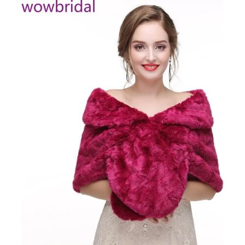 WOWBRIDAL Warm Faux Fur Winter Bridal Cape Wedding Cloaks Party Wraps Jacket Wrap Boleros De Encaje Boleros De Mujer