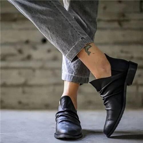 2020 Female Ankle Boots Autumn Boots Classic Ankle Genuine Leather Boots Winter PU Slip-on Women Shoes 35-43 Botas Mujer woman