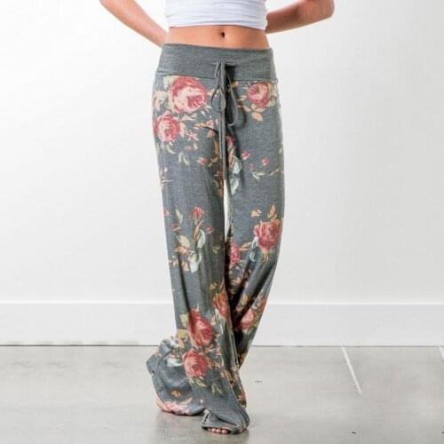 Women Thin Wide Leg Pants Floral Printed Pattern Loose Spring Summer