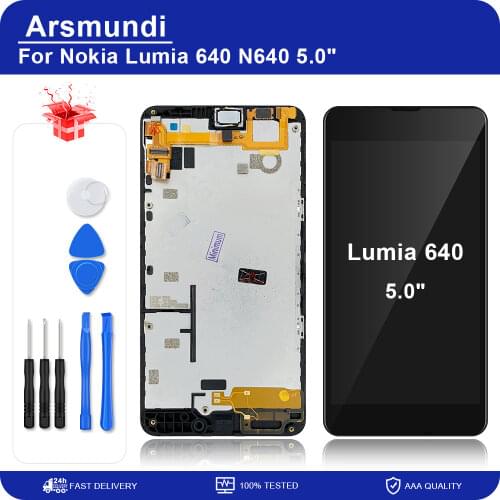 For Nokia Lumia 640 LTE N640 5.0" LCD Display Touch Screen Digitizer Assembly With Frame Replacement LCDs + Gift