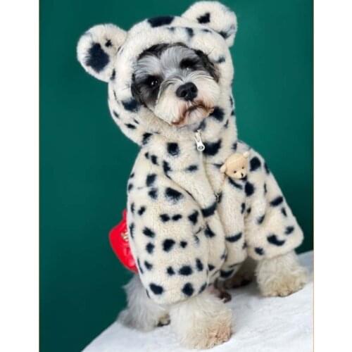 Winter Speckle Plush Dog Clothes for Small Dogs Cute Dog Coat French Bulldog Jacket Schnauzer Clothing Yorkie Pug Pets Clothes
