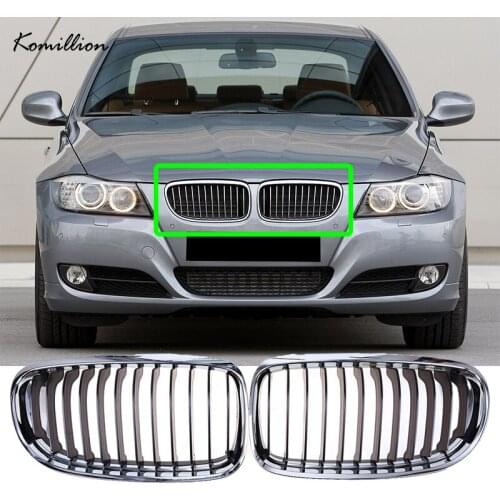 1Pair Car Front Center Grille Cover Chrome Racing Grills for BMW 3-Series E90 E91 Sedan Touring 2008-2012 Auto Exterior Parts