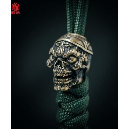 1PC Retro Brass Skull Knife Bead EDC Tool Paracord Beads Flashlight Pendant Accessories