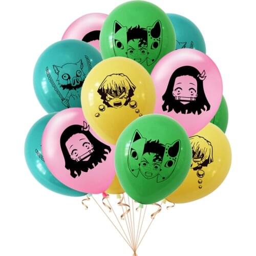 10/12pcs Japan Anime Demon Slayer Theme Latex Balloons Kimetsu No Yaiba Balloon Baby Shower Kids Birthday Gift Party Decorations