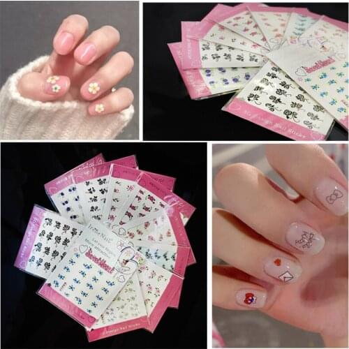 10pcs nail art Artificial flowers sticker 3d Colorful nail stickers pattern decoration manicure tools