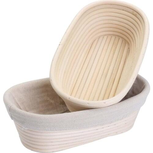 2Pcs 25Cm/10 Inch Bread Basket Rattan Proofing Basket Liner Round Oval Fruit Tray Dough Food Storage Container