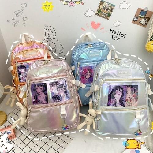 2021 Laser Luminous School Backpacks Kawaii Japanese Anmie Backpacks Bag Kawaii Girl Kid Bookbag Schoolbag Luxury Travel Mochila