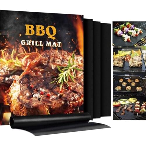 4PCs Non-stick BBQ Grill Mat 40*33cm Baking Mat BBQ Tools Cooking Grilling Sheet Heat Resistance Easily Cleaned