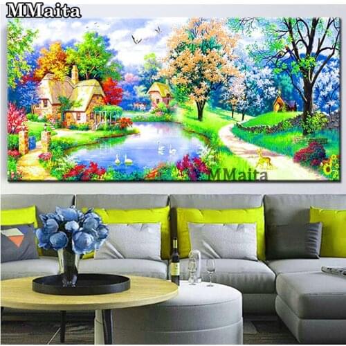 5d diy diamond painting Villa Landscape cross stitch mosaic embroidery Full round/square diamond Scenery Lake garden GG5656