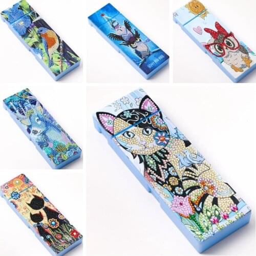 5D DIY Special Shaped Diamond Painting 2 Grids Stationery Pencil Box Rhinestones Diamond Embroidery Mandala Storage Case Gifts