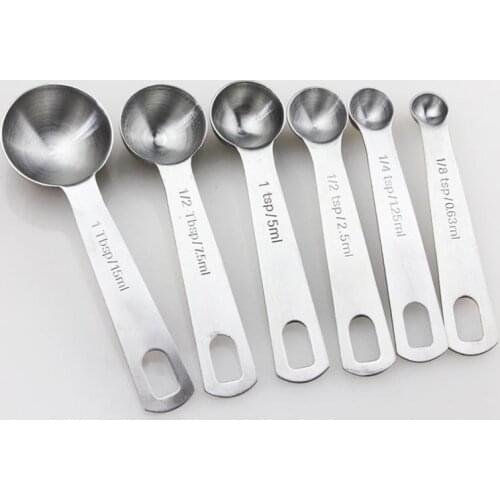 6pcs/set Measuring Spoons Stainless Steel Seasoning Coffee Tea Measuring Spoons With Scale Bakery Tool Kitchen Supplies