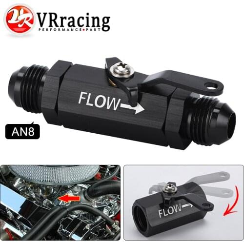 AN8 In line Fuel Shut Off Valve -8AN Male Shut Off Valve Fitting Aluminum Anodized Black VR-WLPV72-08B