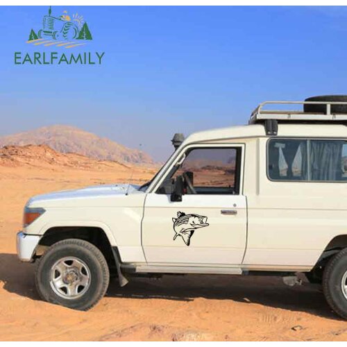 EARLFAMILY 58cm x 55.3cm Car Styling White Vinyl Decal Striper Fish Fishing Salt Water Lake Bass Funny Big Car Stickers