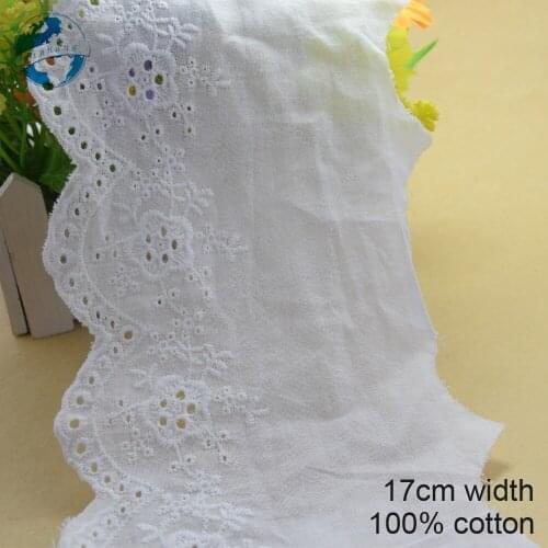 3yards 17cm cotton embroid sewing ribbon guipure lace trim or fabric warp knitting DIY Garment Accessories free shipping#3682