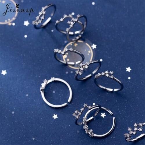 Jisensp Fashion Creative 12 Constellation Finger Rings for Women 925 Sterling Silver Adjustable Zodiac Rings Fine Jewelry Gifts