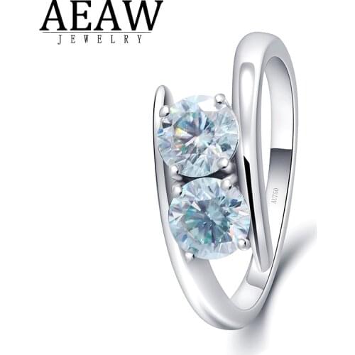 AEAW White Gold Plated 100% 1ctw Natural Moissanite Gemstone Rings for Women Handmade Rings Engagement Bride Gift Fine Jewelry