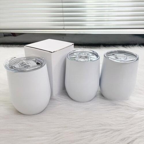 DIY Sublimation Blank 12oz Wine Tumbler Stainless Steel Coffee Mug Double Wall Thermos Beer Cups With Seal Lids For Wedding