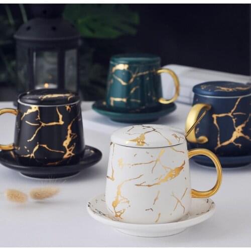 Marble Mug Nordic Ceramic Mug Luxury Gold Pattern Mug With Lid Breakfast Mug Tea Cup Couple Mug For Girls woman Christmas Gifts
