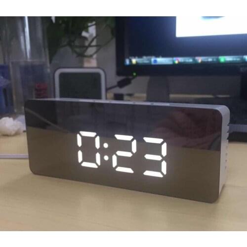 Multi Function LED Digital Alarm Clock with Snooze Night Light Mirror Digital Office Table Alarm Clock Temperature Display