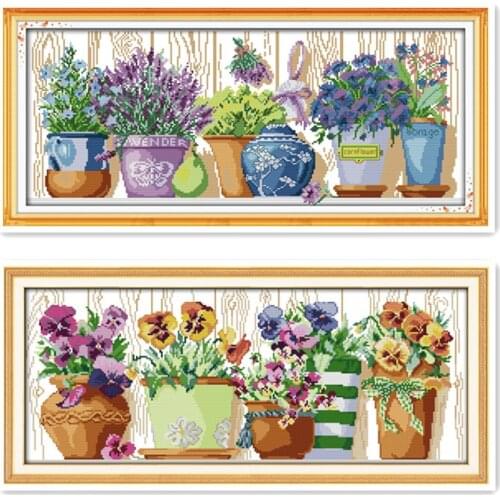 Joy Sunday Potted hand-made DIY sewing cross-stitch kits on the windowsill beautiful flower accessories decorative wall stickers