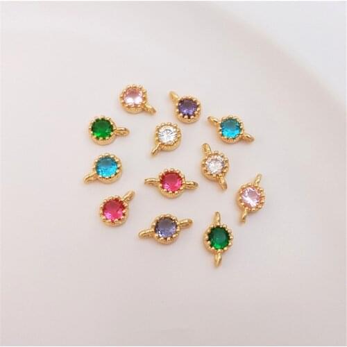 14K Gold Filled Set 3A color zirconium pendant single zircon pendant DIY bracelet earrings accessories materials
