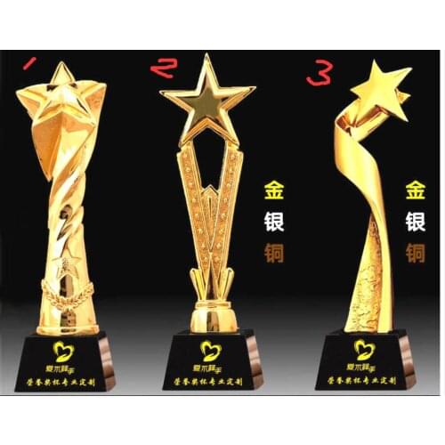 Fine statue Like English word trophy Gold plated Free to make characters worlds cup of victory The star performer thumb