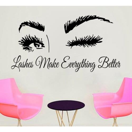 Eyelash Decals Eyelashes Wall Decal Window Sticker Beauty Salon Woman Face Lashes Eyebrows Brows Handmade Home Decor C133