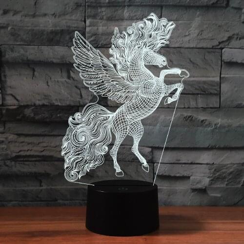 [Seven Neon]Myth Animal Unicorn Acrylic 7Colors Desk Lamp 3D Novelty Child Gift Led Night Light Millennium Falcon Lighting