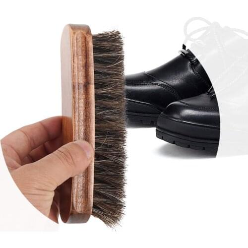 1Pcs Shoe Cleaning Brush Natural Leather Boot Polish Real Horse Hair Horsehair Shoe Brush Household Cleaning Tools