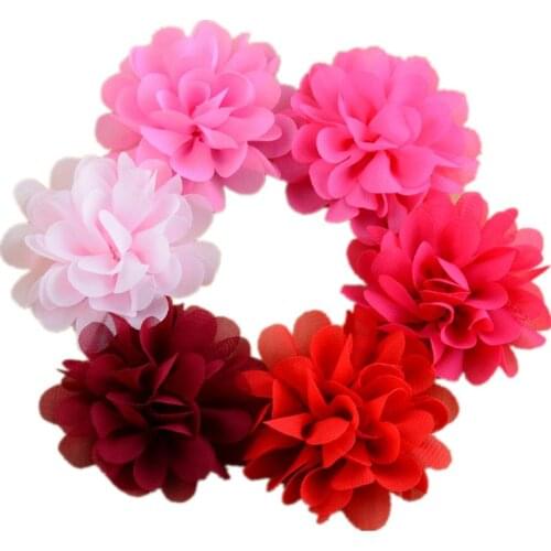 600pcs/lot 7cm 40 Colors Wholesales Petite Chiffon Fabric Flower Puffs DIY Hair Accessories Wedding Decorations MH70