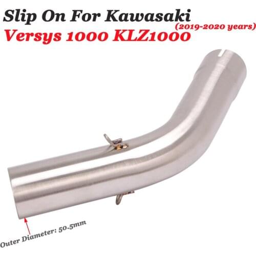 Slip On For Kawasaki Versys 1000 KLZ1000 2019 2020 2021 Motorcycle Exhaust Pipe Escape Modified Middle Link Pipe Without Muffler