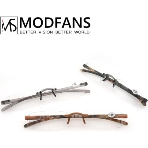 Men Reading Glasses Rimless Flex Thin Frame Women Square Eyeglasses Frameless TR90 Slim Presbyopic Glass With Pouch