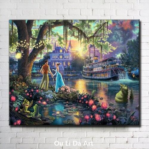 Thomas cartoon prince princess light ship landscape canvas printings oil painting printed on canvas wall art decoration pictures