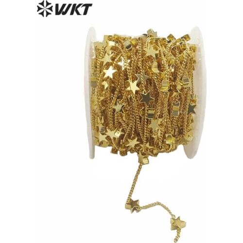 WT-BC136 Amazing jewelry DIY Necklace making chain fashion lady jewelry chain gold electroplated star charm brass chain
