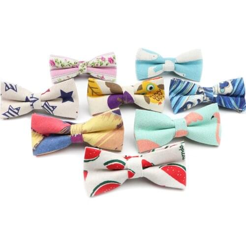 High Quality Linen Cartoon Adjustable Bow Tie Cravats Wedding Famliy Party Animal Flower Butterfly Bowtie Clothing Accessories