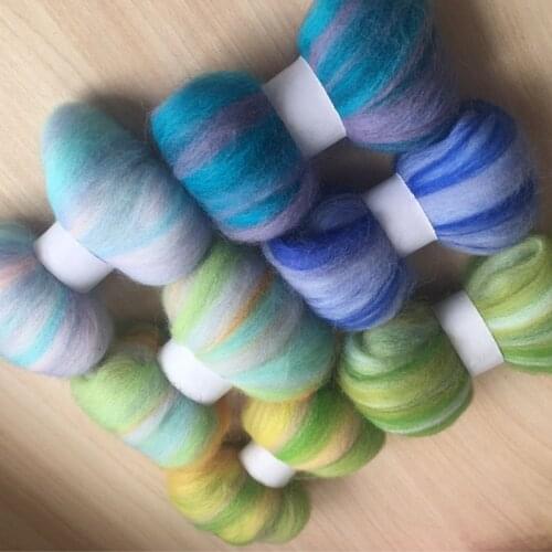 Wfpfbec DIY wool roving each 10g mix color wool fiber 10g/6pcs/lot free shipping