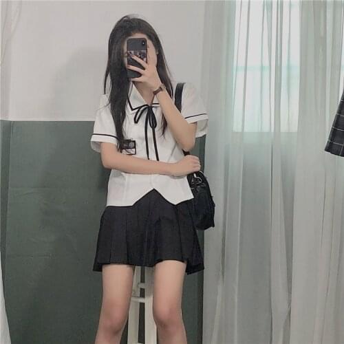 Anime School Girl Uniform Japanese Fashion High-waisted Skirt JK Suit University Sweater College Style Pleated Skirts Women