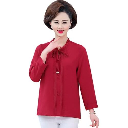 Chiffon Blouse Womens Autumn Plus Size Office Shirt Casual Tops Red Blusas Mujer De Moda 2021 Oversized Black Blouses 5XL