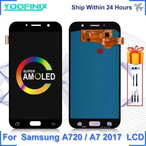 5.7"Super AMOLED For Samsung Galaxy A7 2017 Display Touch Screen Digitizer Replacement Parts For A720F A720F/DS A720 LCD Display
