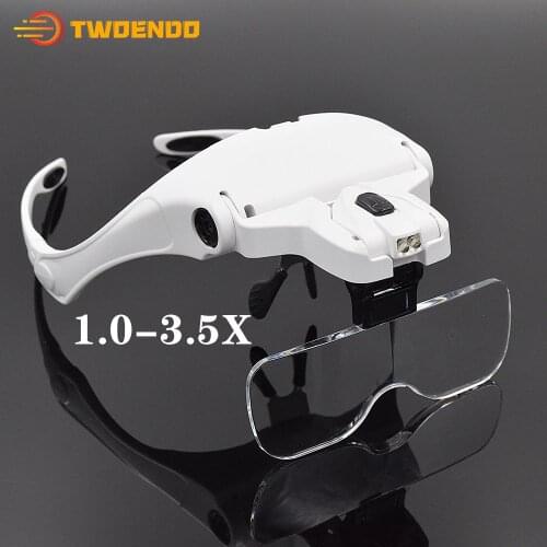 Dental Illuminated Magnifying Glass with LED 1X 1.5X 2X 2.5X 3.5X Extension Magnifier Glasses