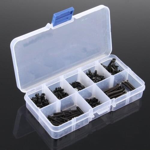 200Pcs M3(3mm)*4/6/8/10/12/16/20/25mm Phillips Cross Countersunk Flat Head Screws Assortment Set Carbon Steel Bolts Box Packaged