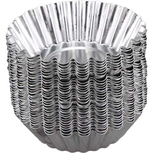 30 Pieces/lot Lovely Egg Tart DIY Baking Moulder Oven Mould Heart Cake Cookie Jelly Pudding Mold Moulder Maker Tool (Color: Silv