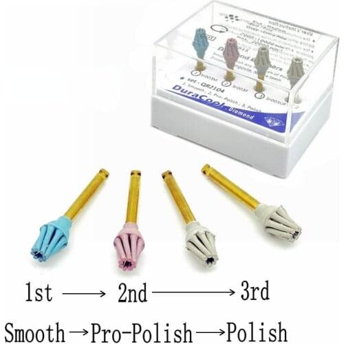 4pcs/set Dental Composite Polish Kit Porcelain PolisherTeeth Polishing Bur Contra Angle Spiral Flex Brush