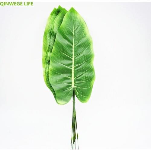 45cm 20pcs Fabric Banana Artificial Plants Leaf Branch Color Print Wedding Home Decor Fake Foliage Diy Floral Green FL7007