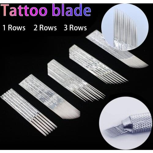 50 pcs 1/2/3 Rows 14/15/16/17 pin Permanent Makeup Eyebrow Tattoo Blade Microblading Needles For 3D Embroidery Manual Tattoo Pen